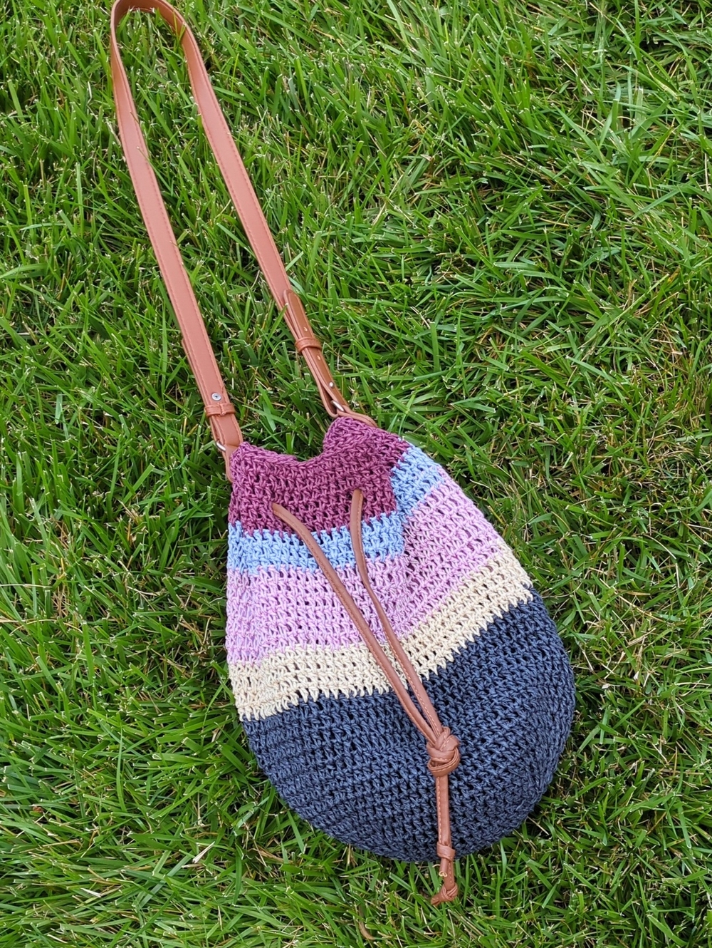 Loft Striped Straw Bucket Bag